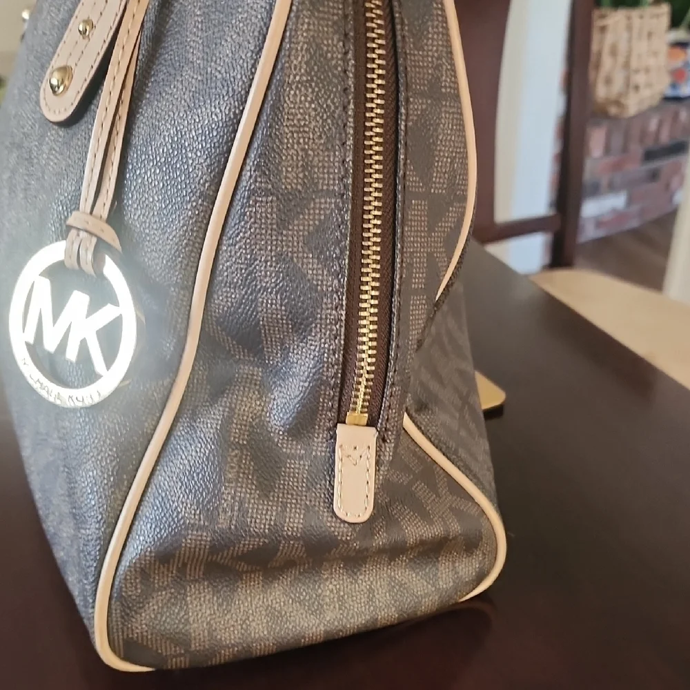 Michael Kors Monogram Brown and Tan Satchel